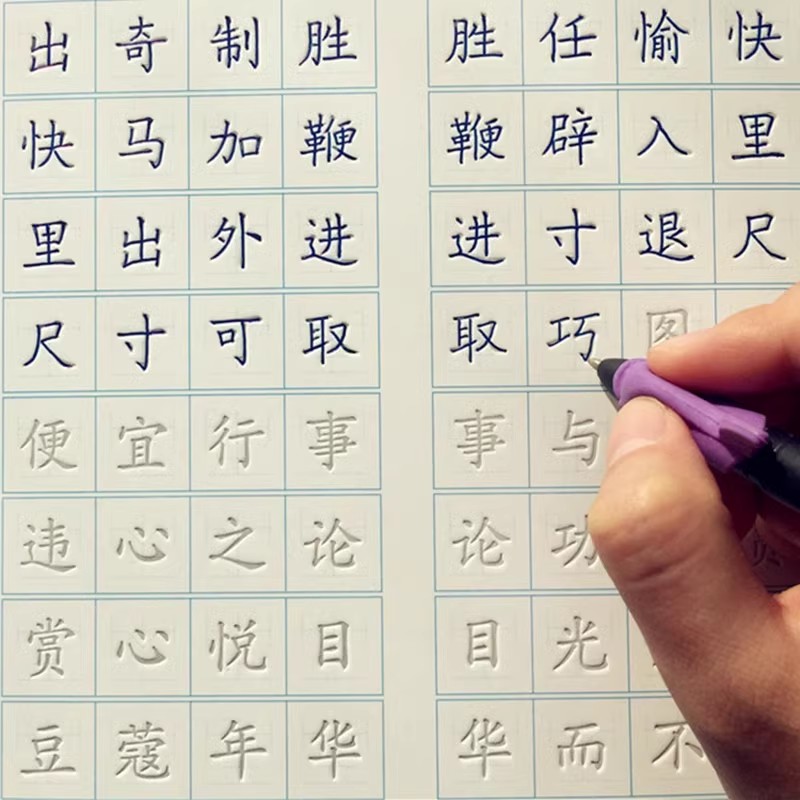 Chinese Calligraphy Practice Book - Livre de pratique d'écriture chinoise rainuré