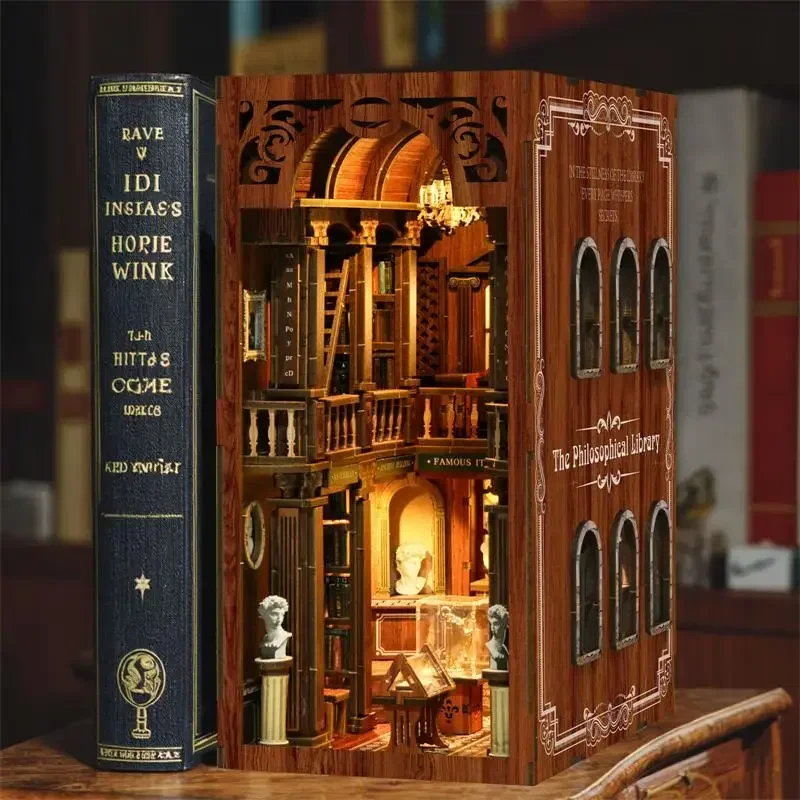 La bibliothèque philosophique  - Diy Wooden Book Nook Kit Shelf Insert avis et prix