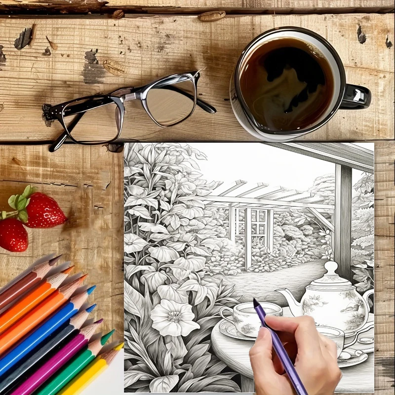 Livre de coloriage Tea In The  - Adult Coloring Book Stress Relief avis et prix